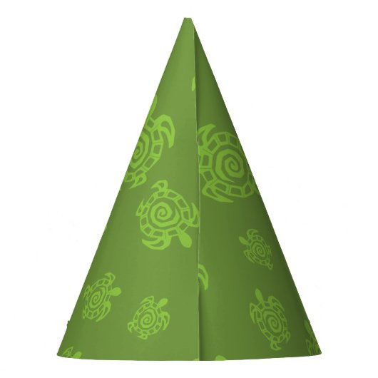 Zwirly Turtle Green Pattern Feesthoedjes (Achterkant)