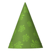 Zwirly Turtle Green Pattern Feesthoedjes (Voorkant)