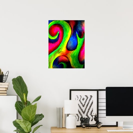 Zwirly Twirly Neon Pattern Poster (Thuiskantoor)