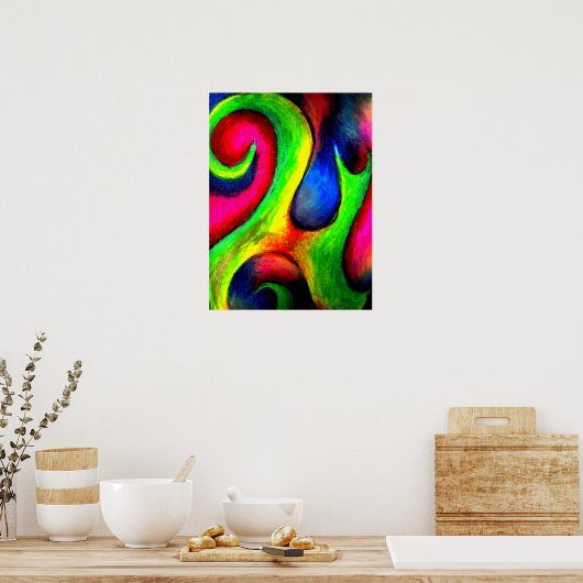 Zwirly Twirly Neon Pattern Poster (Keuken)