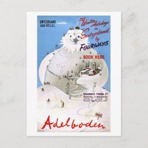 Zwitserland Adelboden Vintage Travel Poster Briefkaart