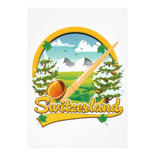 Zwitserland alphorn retro reislogo foto afdruk
