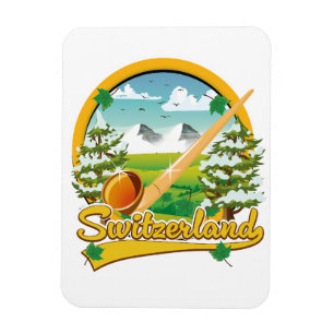 Zwitserland alphorn retro reislogo magneet