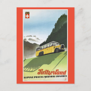 Zwitserland Alpine Bus Vintage Travel Briefkaart