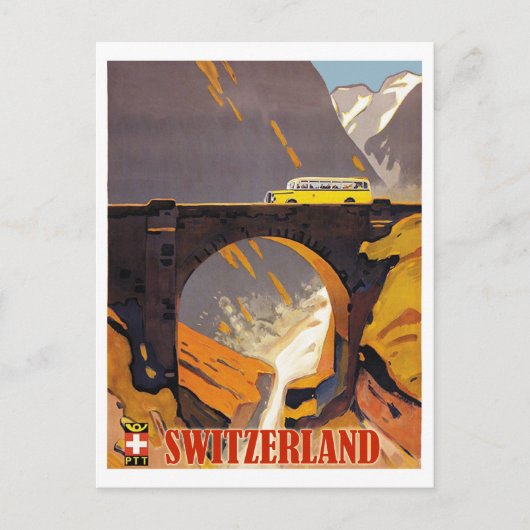 Zwitserland bergen,  vliegreizen briefkaart (Voorkant)