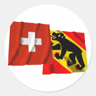 Zwitserland & Bern zwaaien vlaggen Ronde Sticker