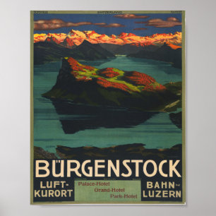 Zwitserland Burgenstock Luft-Kurort Bahn Luzern Poster