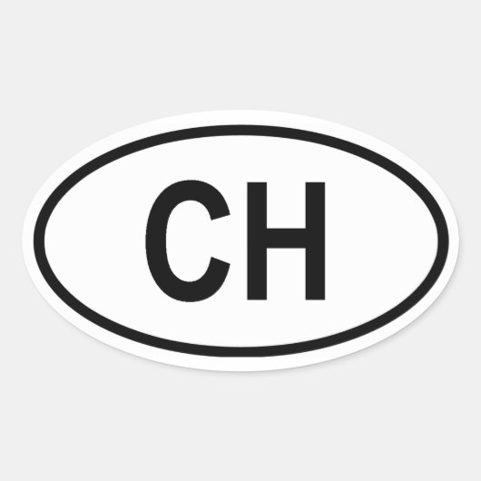 Zwitserland "CH" Ovale Sticker (Voorkant)
