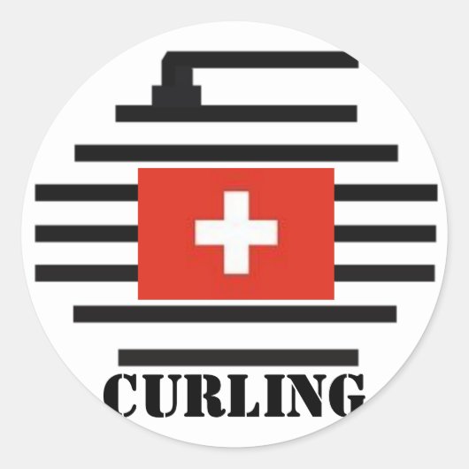 Zwitserland Curling Ronde Sticker (Voorkant)