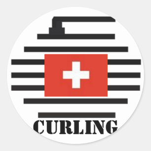 Zwitserland Curling Ronde Sticker