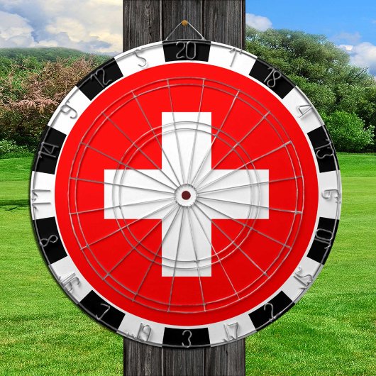 Zwitserland-dartboard en Zwitserse vlag/spelraad Dartbord