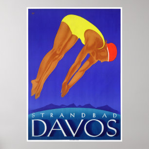 Zwitserland Davos Vintage Travel Poster teruggezet