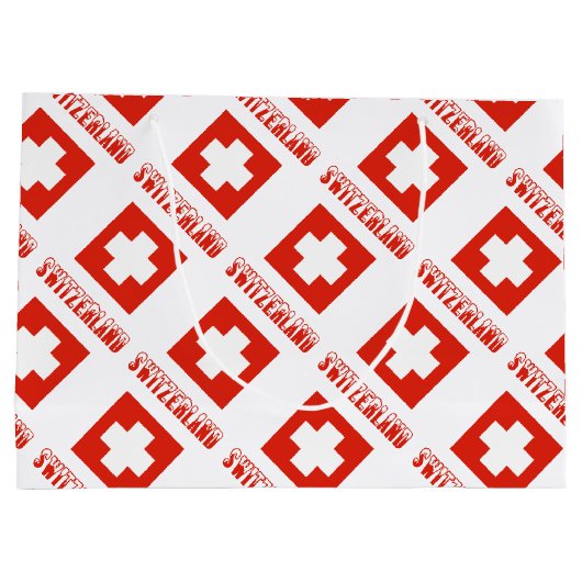 Zwitserland en de Zwitserse vlag met Jouw naam Groot Cadeauzakje (Achterkant)