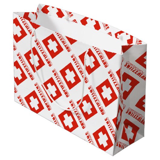 Zwitserland en de Zwitserse vlag met Jouw naam Groot Cadeauzakje (Achterkant Gekanteld)