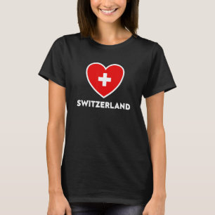 Zwitserland Flag Heart Suisse Swiss Schweiz White T-shirt