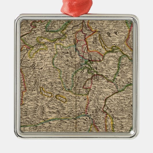 Zwitserland gegraveerde kaart metalen ornament (Voorkant)