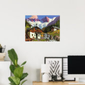  Zwitserland, Gletscherwelt, dorp Poster (Thuiskantoor)