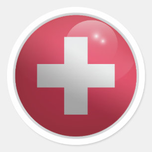 Zwitserland Glossy Circle Flag Ronde Sticker