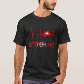 Zwitserland Heartbeat EKG Pulse Schweiz Zwitserse T-shirt (Voorkant)