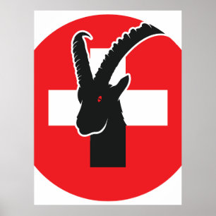 Zwitserland Ibex Zwitserse nationale dierenvlag Poster