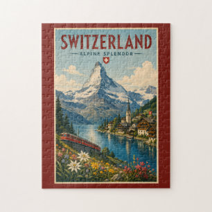 Zwitserland Illustratie Reis Kunst Vintage Legpuzzel