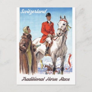 Zwitserland, Jockey op een Paard, Antiek Briefkaart