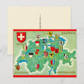 Zwitserland Kaart Ansichtkaart (Voorkant / Achterkant)