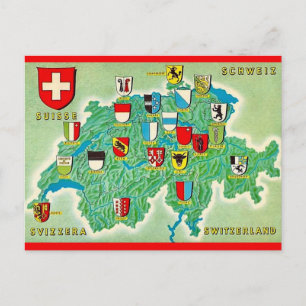 Zwitserland Kaart Ansichtkaart