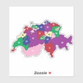 Zwitserland Kaart Custom-Cut Vinyl Sticker (Vel)