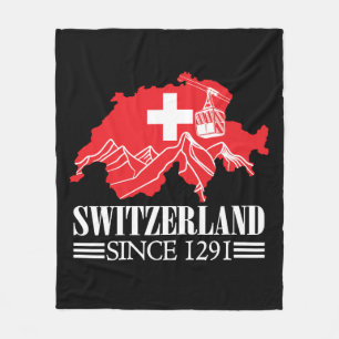 ZWITSERLAND Kaart sinds 1291 bergen Zwitserse vlag Fleece Deken