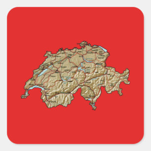 Zwitserland Kaart Sticker