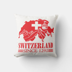 ZWITSERLAND Kaart vlag sinds 1291 bergen Kussen