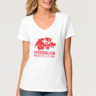 ZWITSERLAND Kaart vlag sinds 1291 bergen T-shirt
