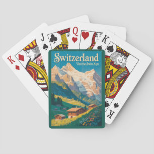 Zwitserland Landschap Illustratie Reis Kunst Pokerkaarten
