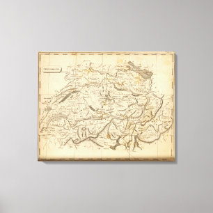 Zwitserland Map door Arrowsmith Canvas Afdruk