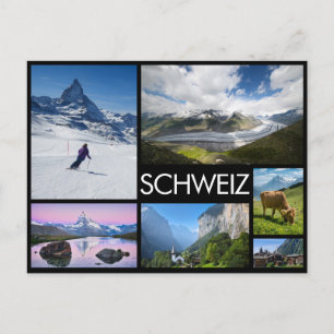 Zwitserland meerdere afbeeldingen collage zwart briefkaart
