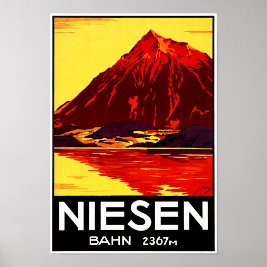 Zwitserland Niesen Vintage Travel Poster teruggeze (Voorkant)