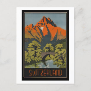 Zwitserland, reisbestemming, stijl briefkaart