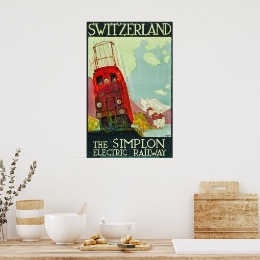Zwitserland Reisposter, elektrische spoorweg Poster (Keuken)