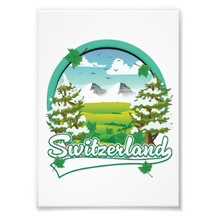 Zwitserland retro reislogo foto afdruk