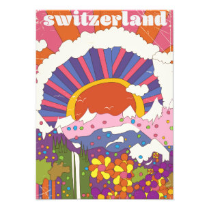 Zwitserland Retro-reisposter Foto Afdruk