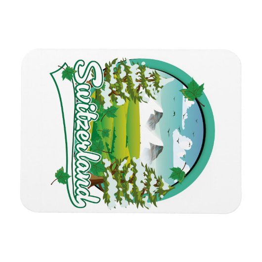 Zwitserland retro reizen logo magneet (Horizontaal)