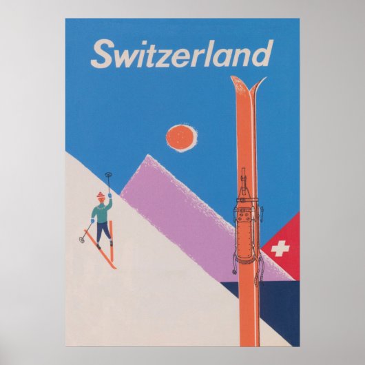 Zwitserland Retro Ski Poster (Voorkant)