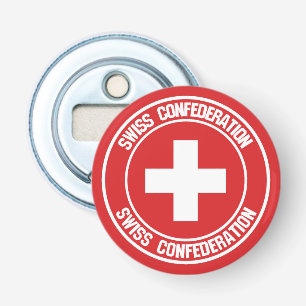Zwitserland Round Emblem Button Flesopener