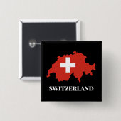 Zwitserland silhouet vierkante button 5,1 cm (Voorkant /achterkant)