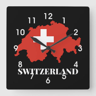 Zwitserland silhouet vierkante klok