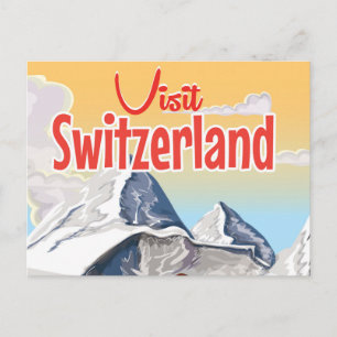 Zwitserland Ski-reisposter Briefkaart