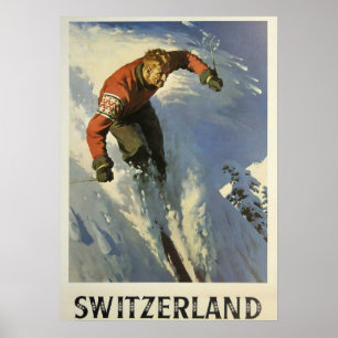  Zwitserland Skiing Poster