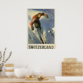  Zwitserland Skiing Poster (Keuken)