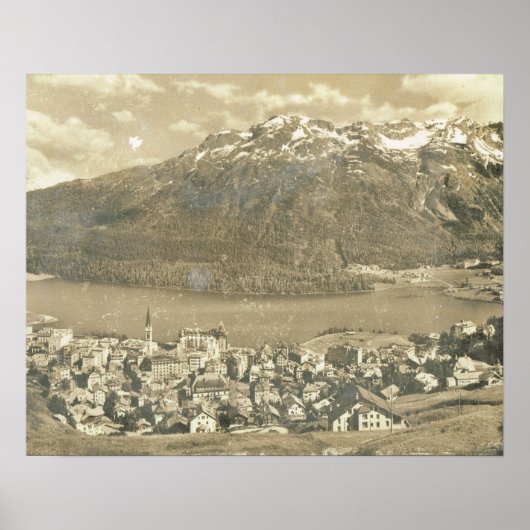 Zwitserland, St. Moritz en het meer van 1906 Poster (Voorkant)